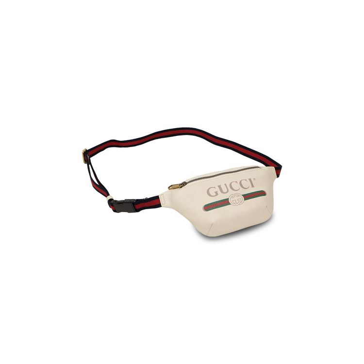 Gucci Vintage Logo Print Leather Belt Bag White