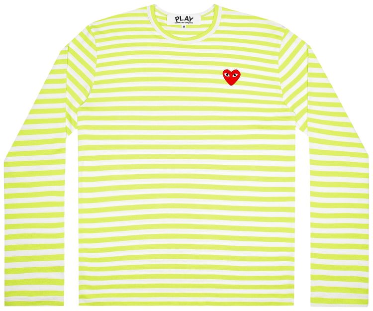 Comme des Garcons PLAY Pastelle Striped Long Sleeve Shirt Green