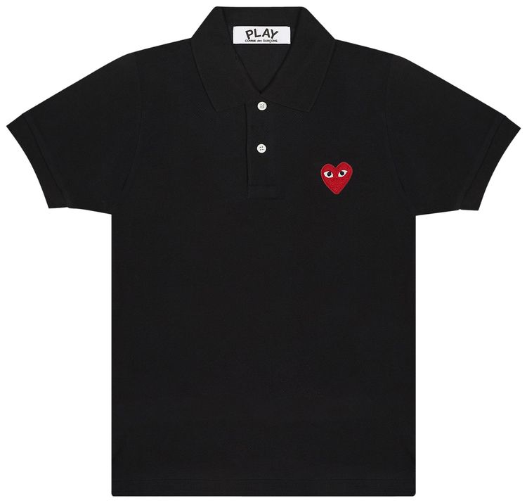 Comme des Garcons PLAY Emblem Polo Tee Black