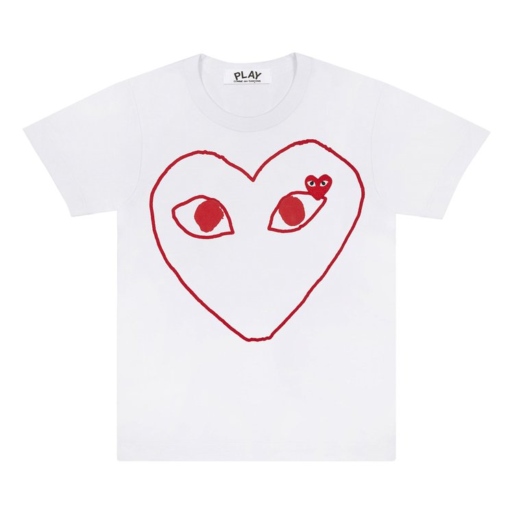 Comme des Garçons PLAY Red Emblem Heart Sketch Tee 'White'