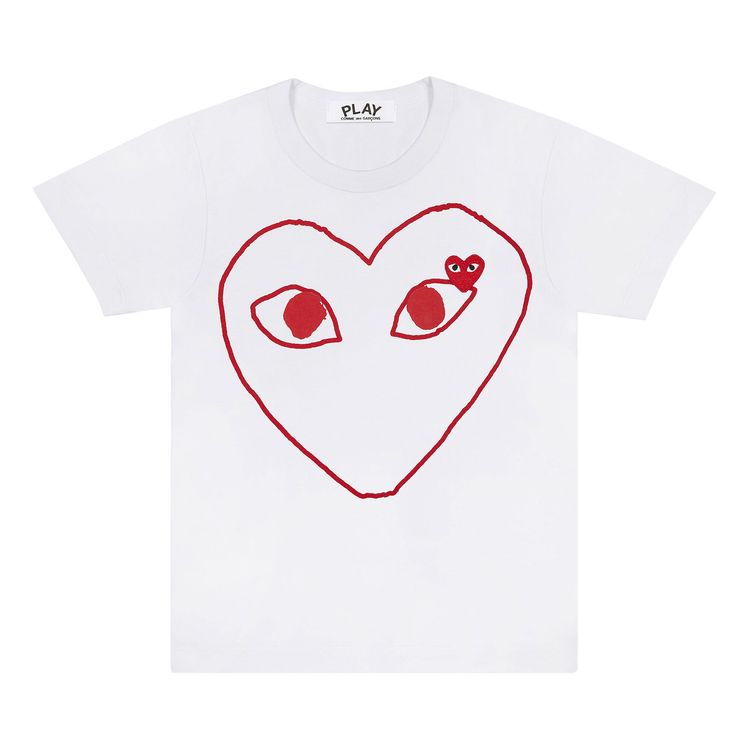 Comme des Garcons PLAY Red Emblem Heart Sketch Tee White