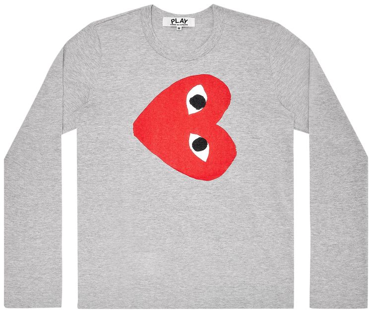 Comme des Garcons PLAY Sideways Logo Long Sleeve Tee Grey