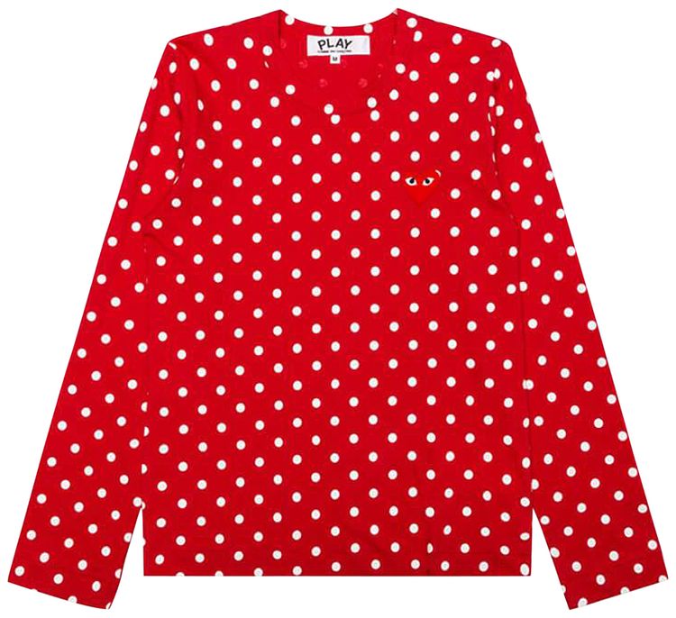 Comme des Garcons PLAY Polka Dot Long Sleeve T Shirt Red