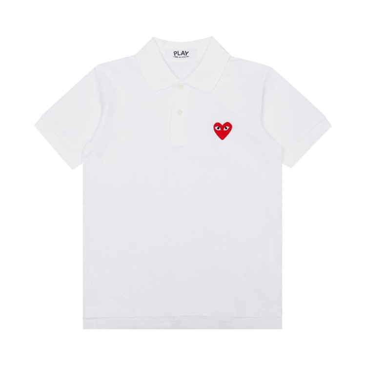 Comme des Garcons PLAY Red Heart Polo Shirt White