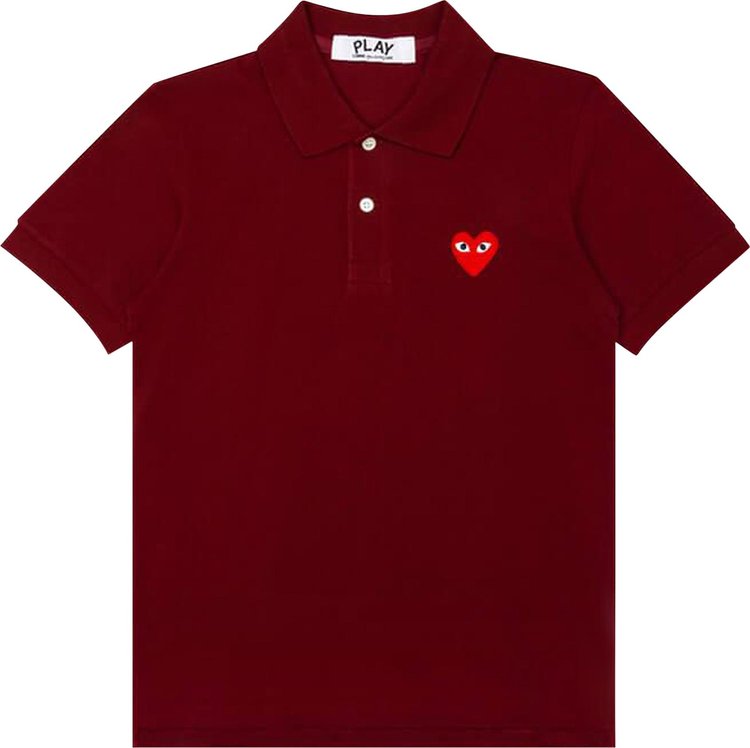 Comme des Garcons PLAY Red Heart Polo Shirt Burgundy