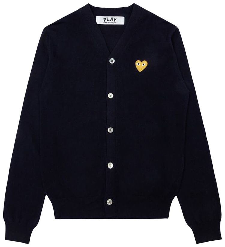 Comme des Garcons PLAY Gold Heart Cardigan Navy