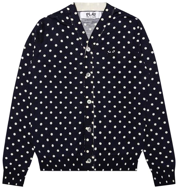 Comme des Garcons PLAY Polka Dot Cardigan Black Heart Navy