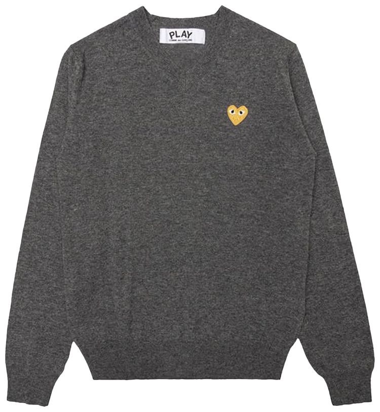 Comme des Garcons PLAY Gold Heart Sweater Grey