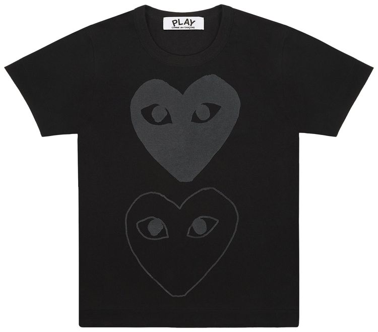 Comme des Garcons PLAY Double Hearts T Shirt BlackBlack