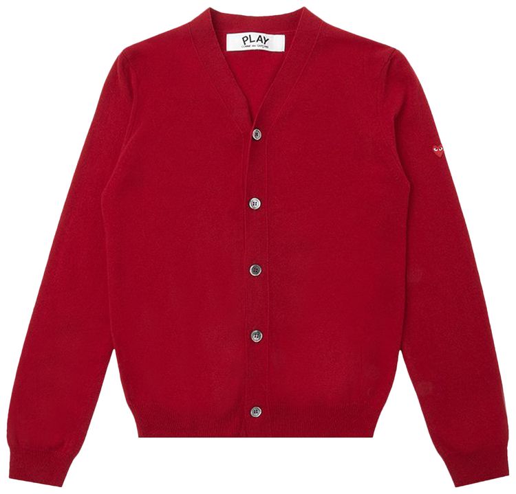 Comme des Garcons PLAY Small Heart Cardigan Red