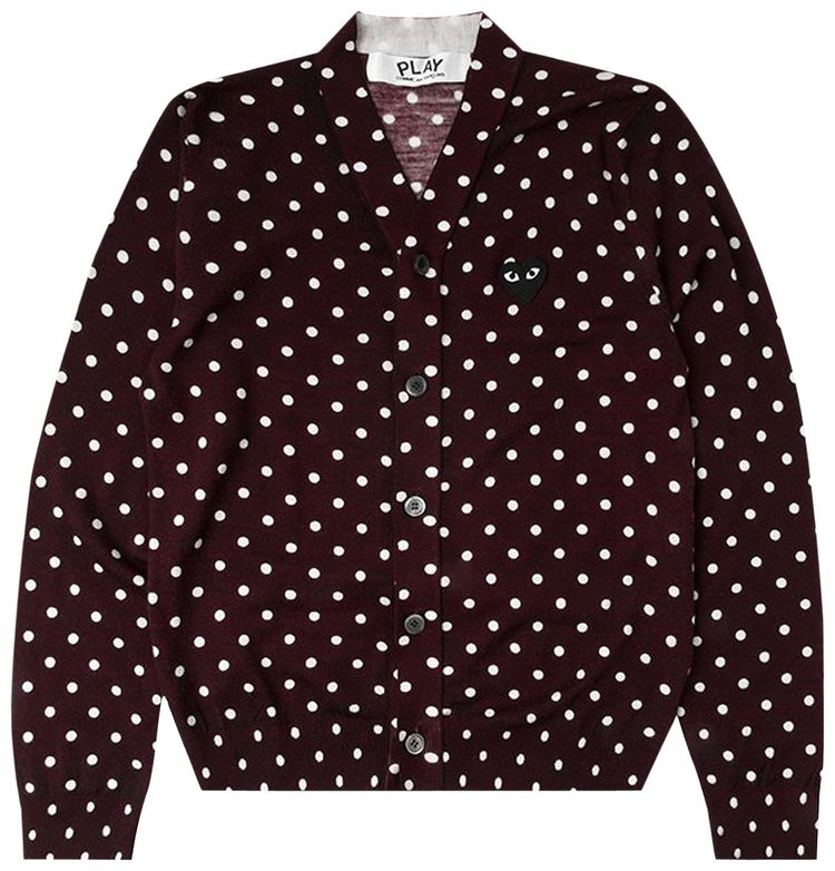 Comme des Garcons PLAY Polka Dot Cardigan Black Heart Burgundy