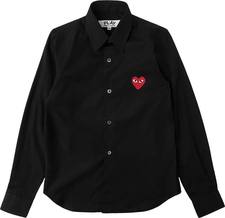 Buy Comme des Garçons PLAY Red Heart Button Up 'Black' - AZ B001 051 1 ...