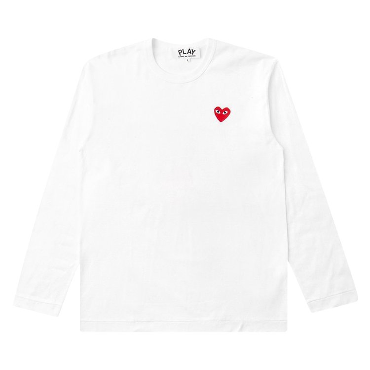 Comme des Garcons PLAY Emblem Long Sleeve T Shirt White