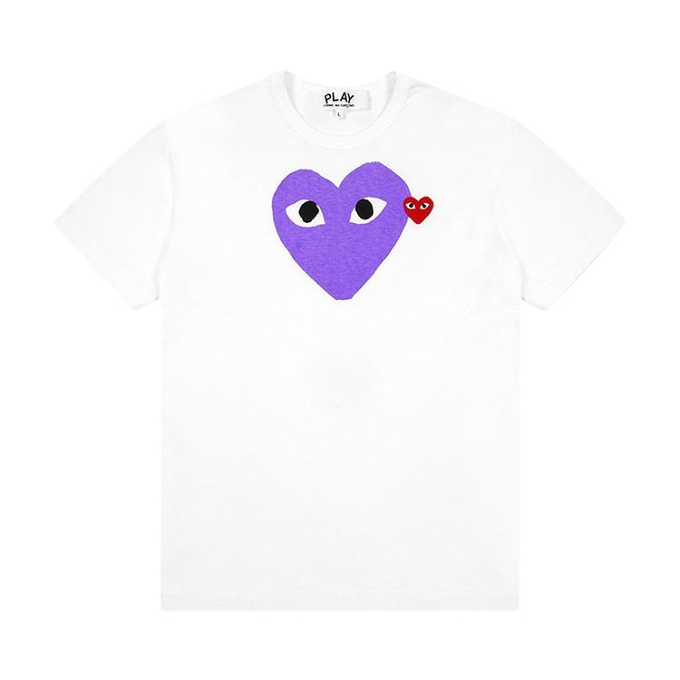 Comme des Garcons PLAY Red Emblem Heart T Shirt WhitePurple