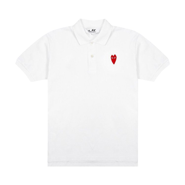 Comme des Garcons PLAY Long Heart Polo White