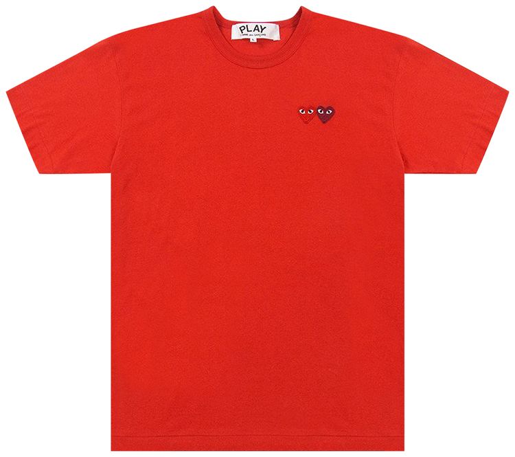 Comme des Garcons PLAY Double Hearts T Shirt Red