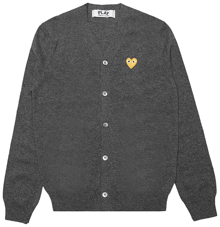 Comme des Garcons PLAY Gold Heart Cardigan Grey