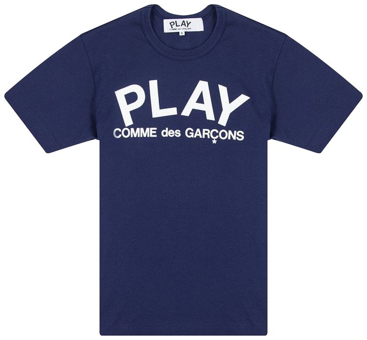 Comme des Garcons PLAY Text T Shirt Navy