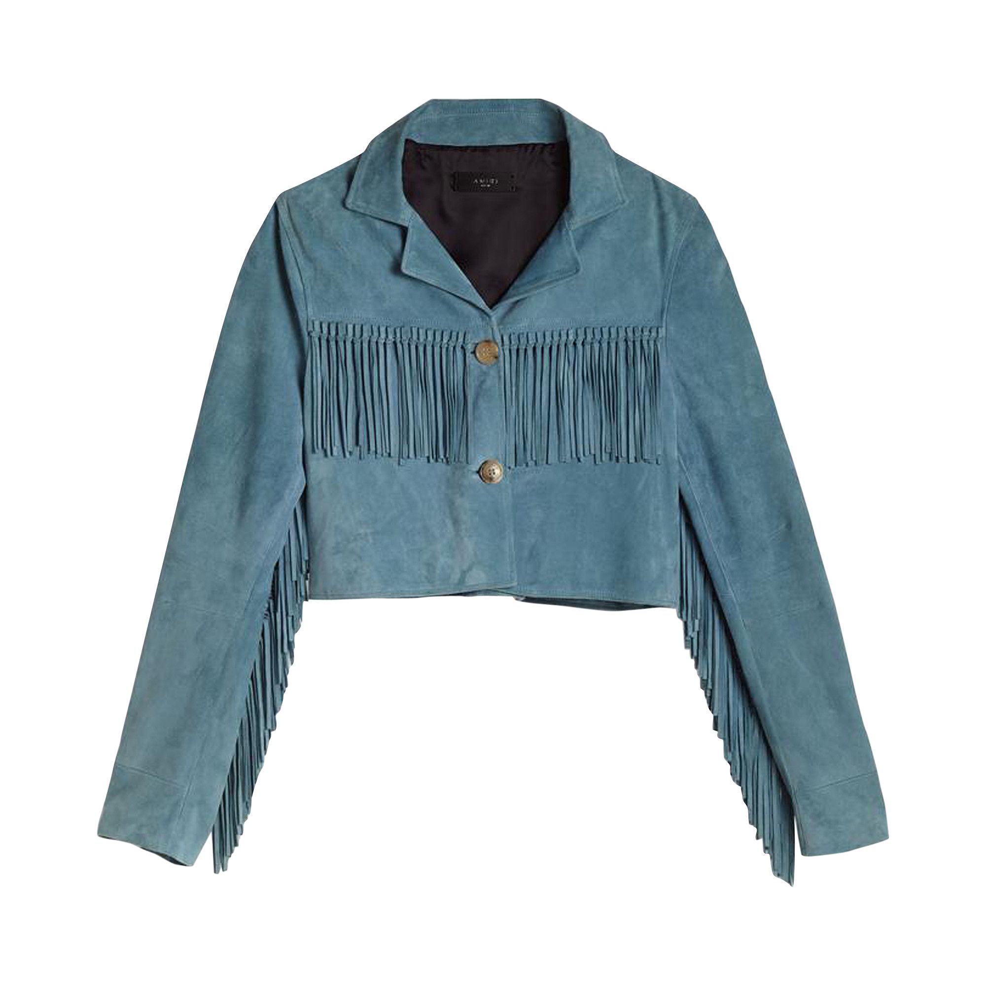 Buy Amiri Cropped Fringe Biker Outerwear Cobalt Y0W04281SU COBA GOAT UK
