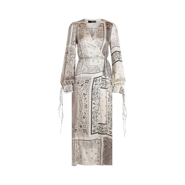 Amiri Bandana Reconstructed Kimono Short Dress 'Ivory'