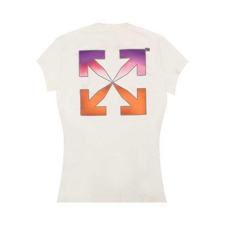 Off White Gradient Short Sleeve T Shirt White Multicolor