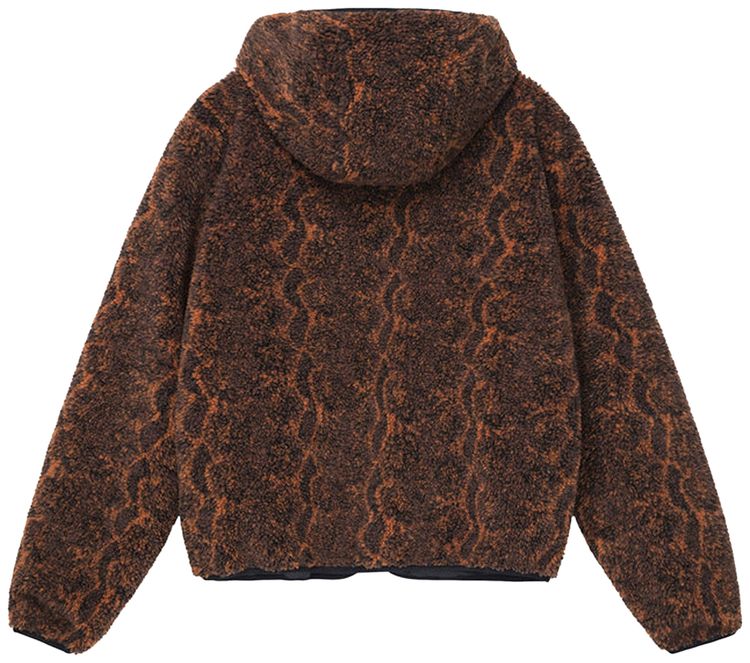 Stussy Snake Jacquard Sherpa Jacket Brown