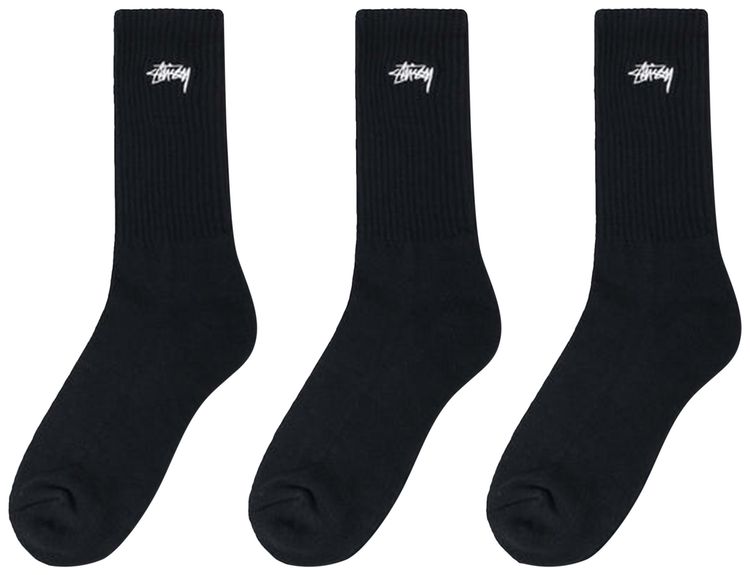 Stussy Stock Crew Pack 3 Pack Black