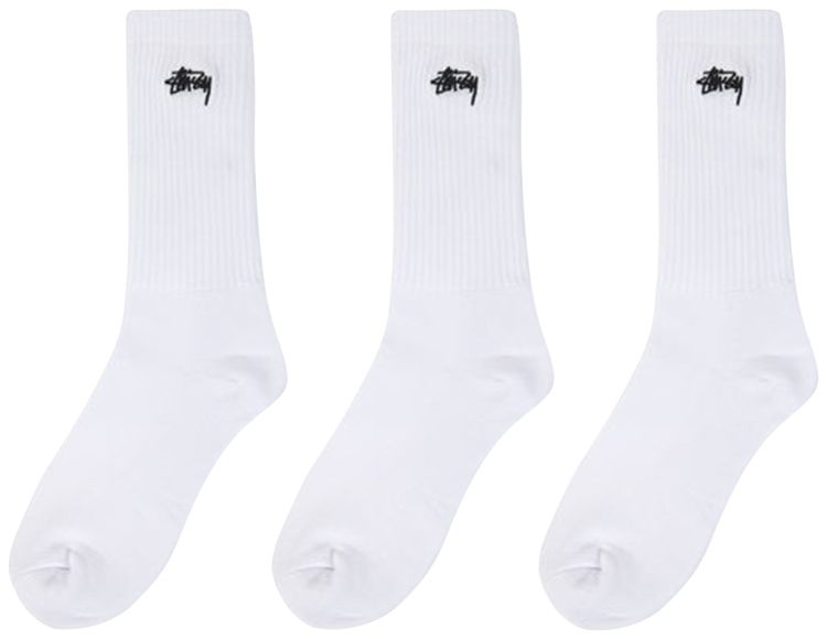 Stussy Stock Crew Pack 3 Pack White