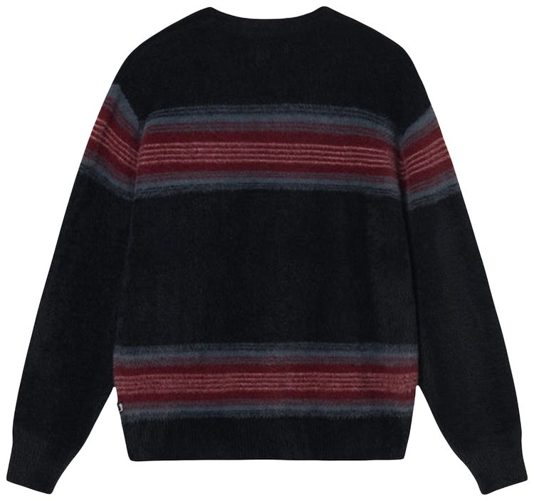 Stussy Stripe Shaggy Cardigan Black