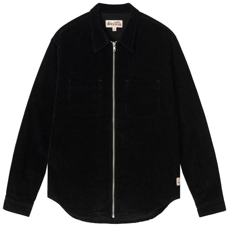 Stussy Wide Wale Cord Zip Shirt Black