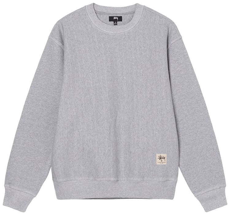 Stussy Contrast Stitch Label Crew Grey Heather