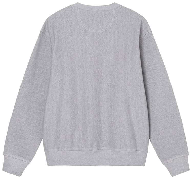 Stussy Contrast Stitch Label Crew Grey Heather