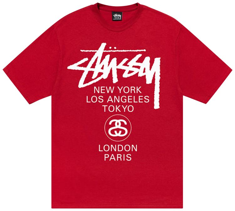 Stussy World Tour Tee Dark Red