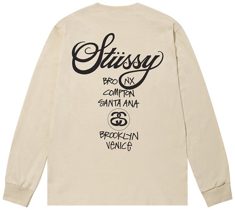 Stussy World Tour Long Sleeve Tee Putty
