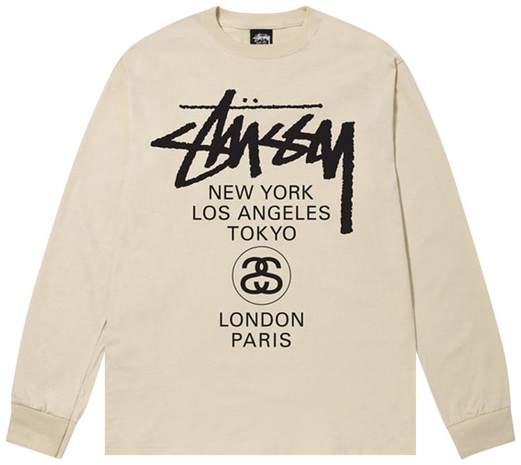 Stussy World Tour Long Sleeve Tee Putty