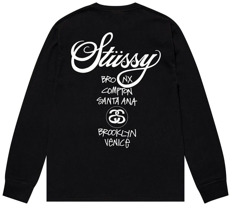 Stussy World Tour Long Sleeve Tee Black