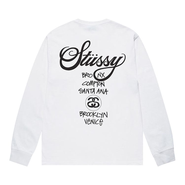 Stussy World Tour Long Sleeve Tee White