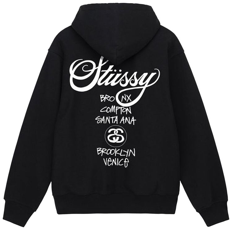 Stussy World Tour Zip Hoodie Black