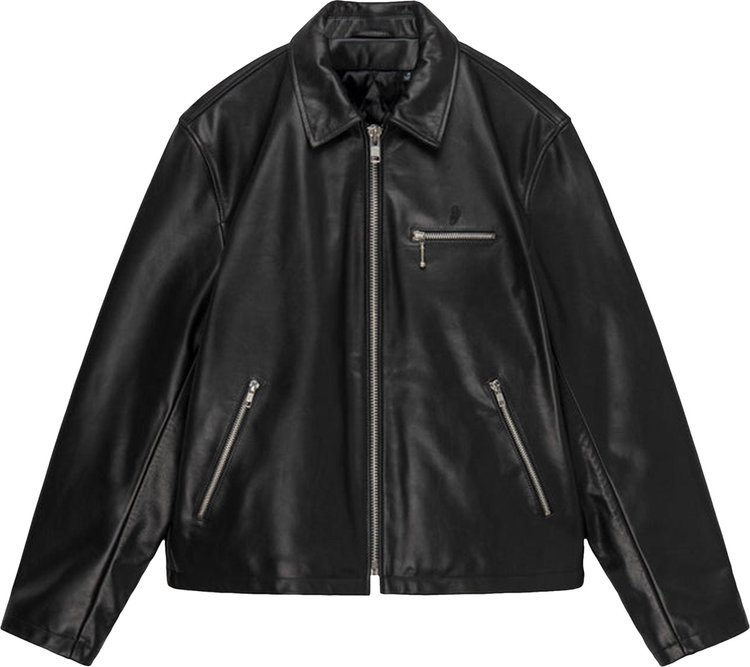 Buy Stussy Leather Bing Jacket 'Black' - 115668 BLAC | GOAT