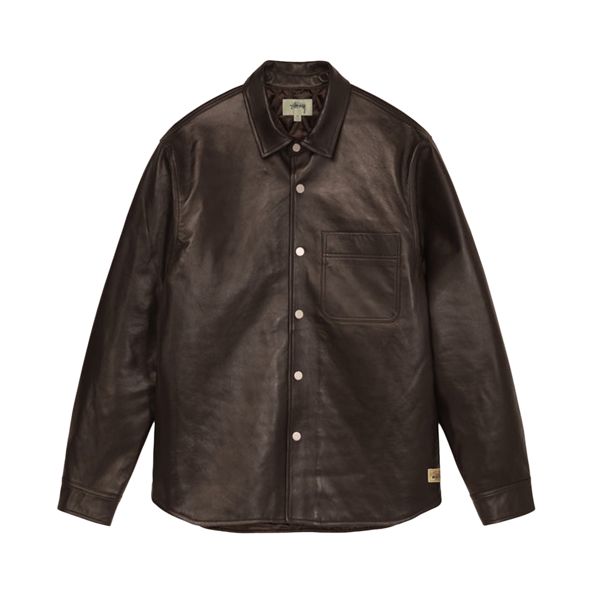 Buy Stussy Boxy Leather Overshirt 'Espresso' - 1110259 ESPR | GOAT
