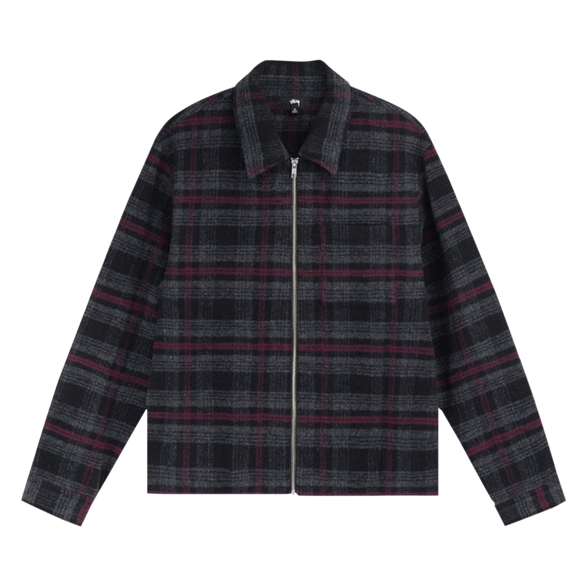 Buy Stussy Reed Wool Plaid Zip Shirt 'Black' - 1110267 BLAC