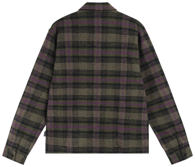 Stussy Reed Wool Plaid Zip Shirt Green