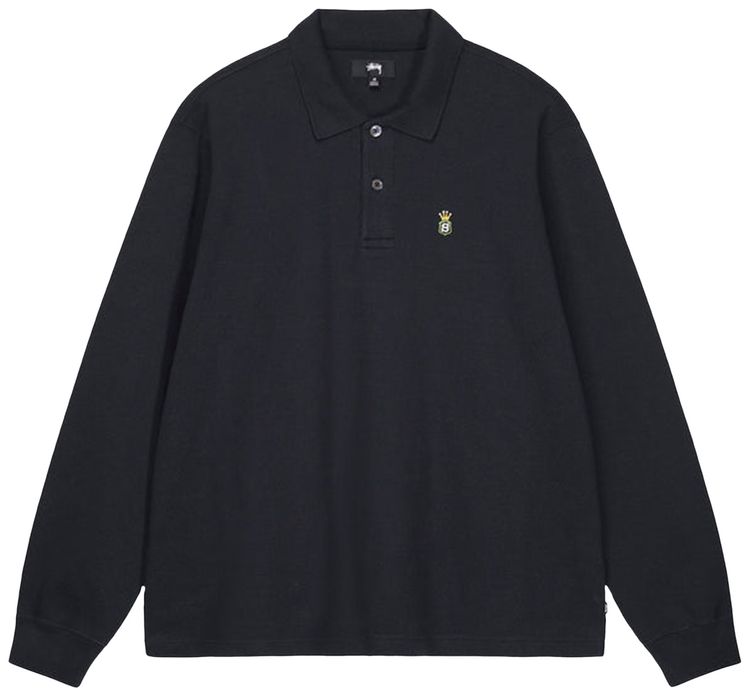 Stussy Long Sleeve Rib Polo Black