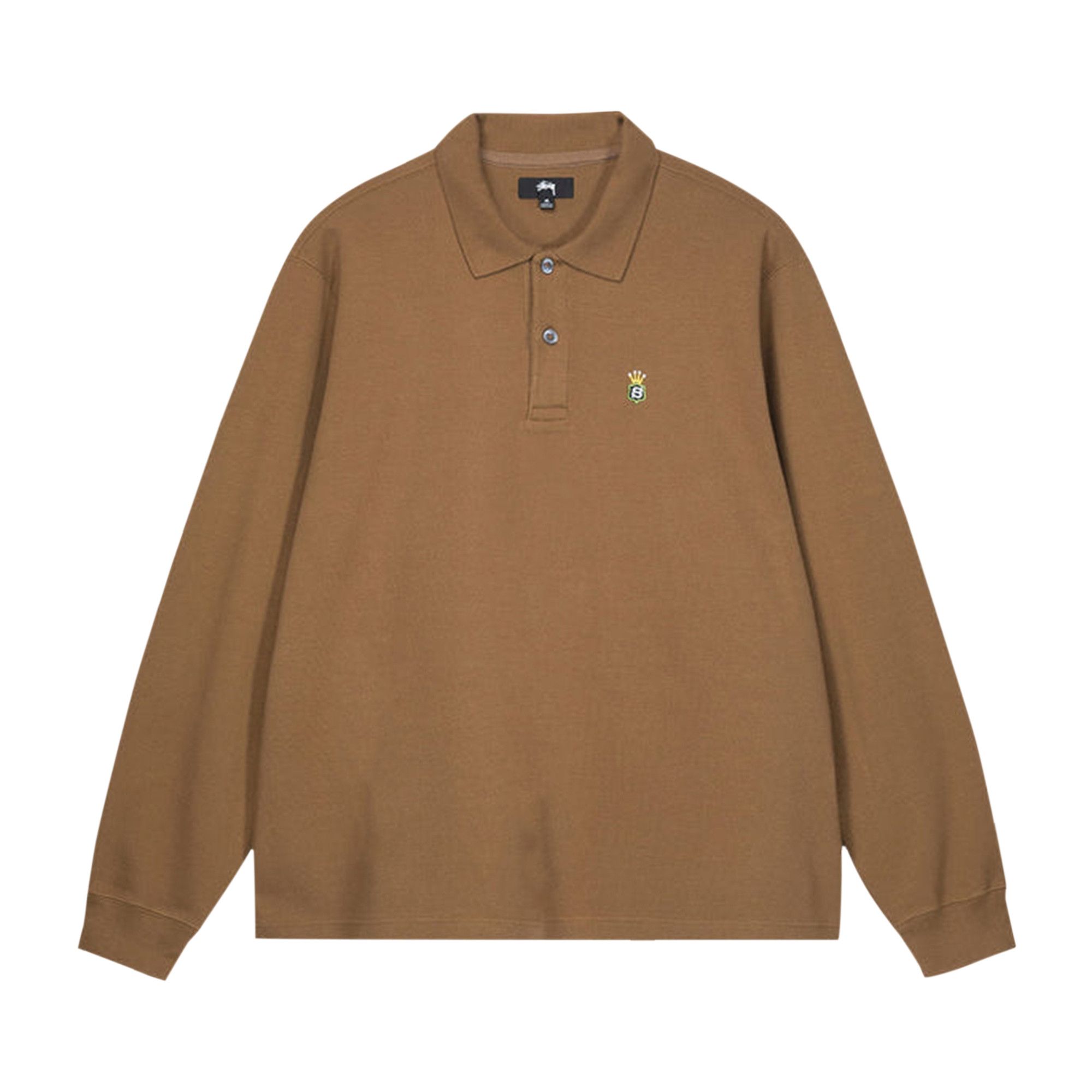 Size m Stussy Long Sleeve Rib Polo Light Brown