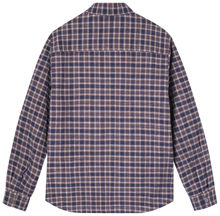 Stussy Sherpa Lined Plaid Shirt Navy