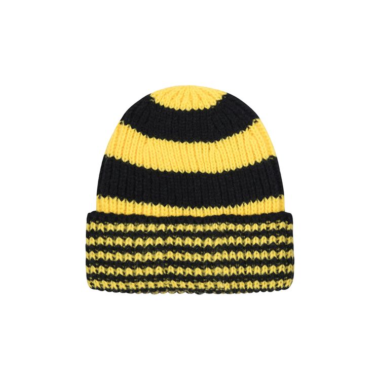 Stussy Striped Big Basic Beanie Black