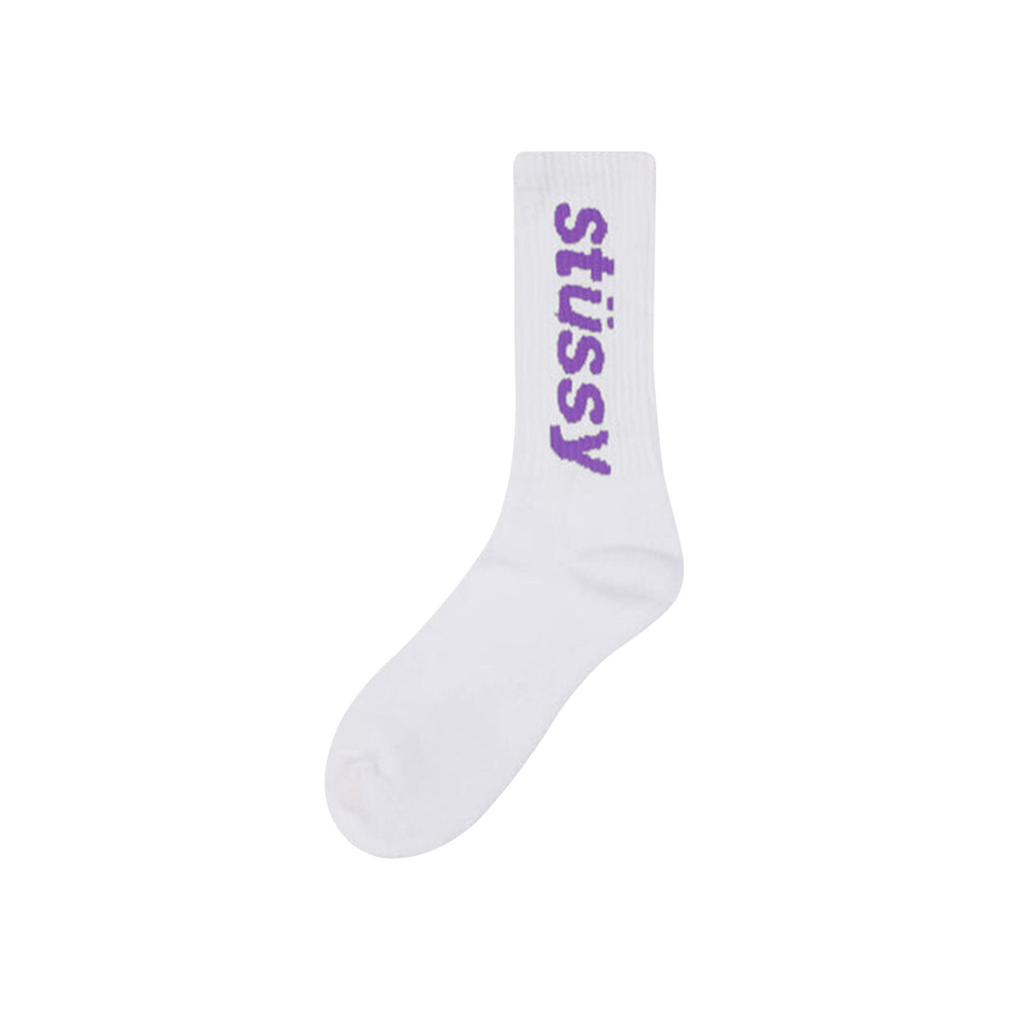 Buy Stussy Helvetica Crew Socks 'White/Purple' - 138845 WHI6