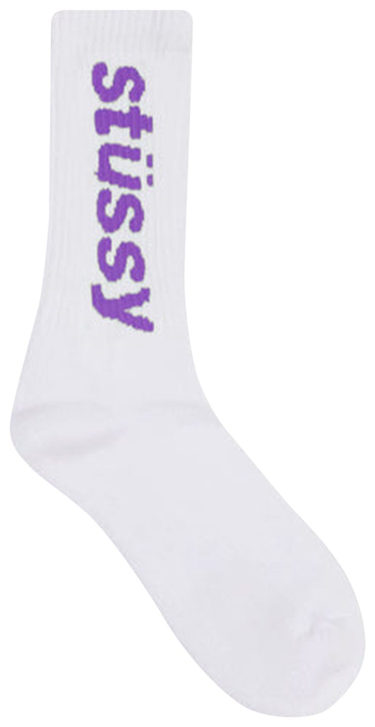 Stussy Helvetica Crew Socks WhitePurple