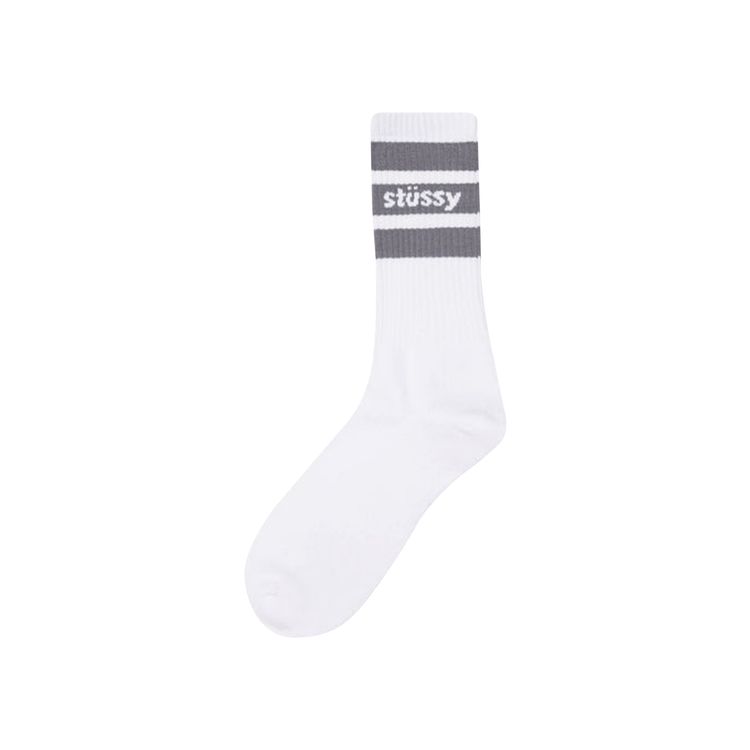 Stussy Stripe Crew Socks WhiteGrey