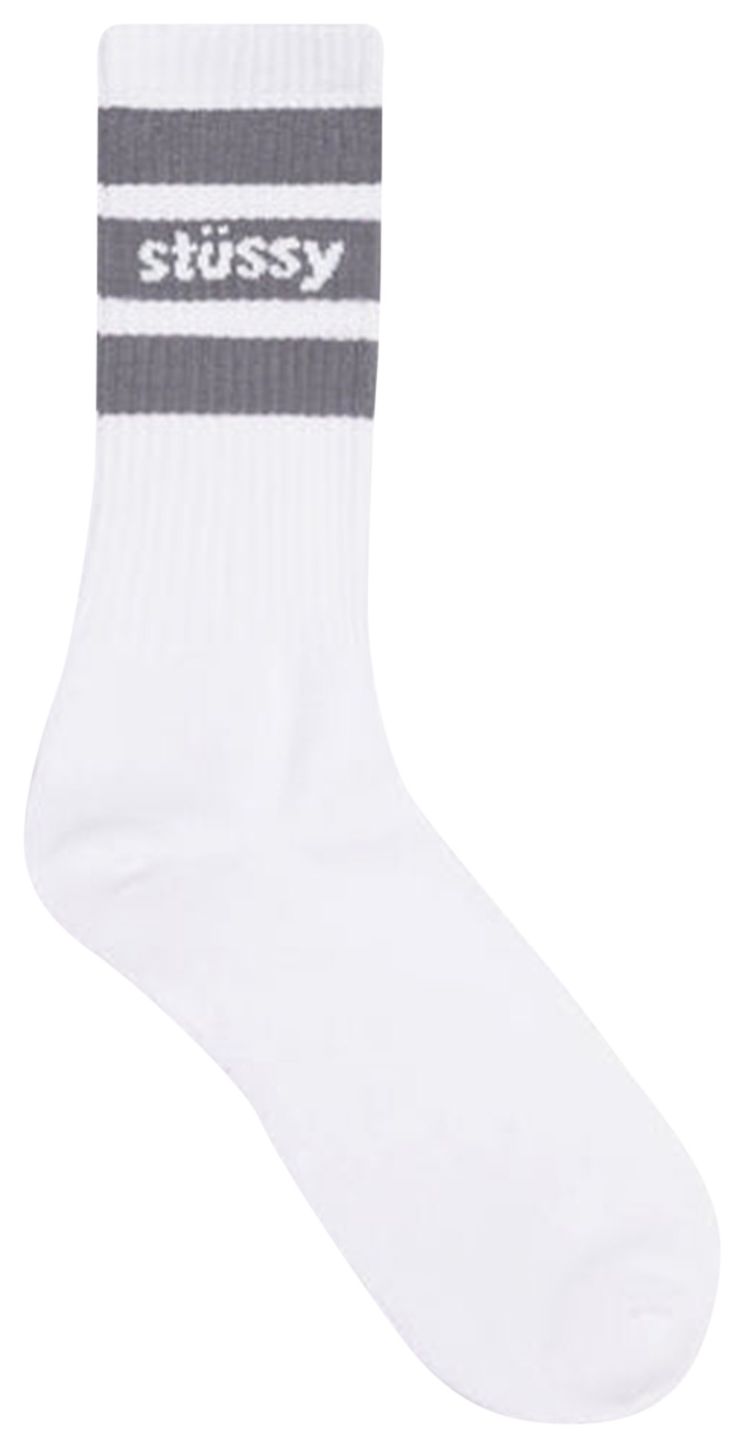Stussy Stripe Crew Socks WhiteGrey